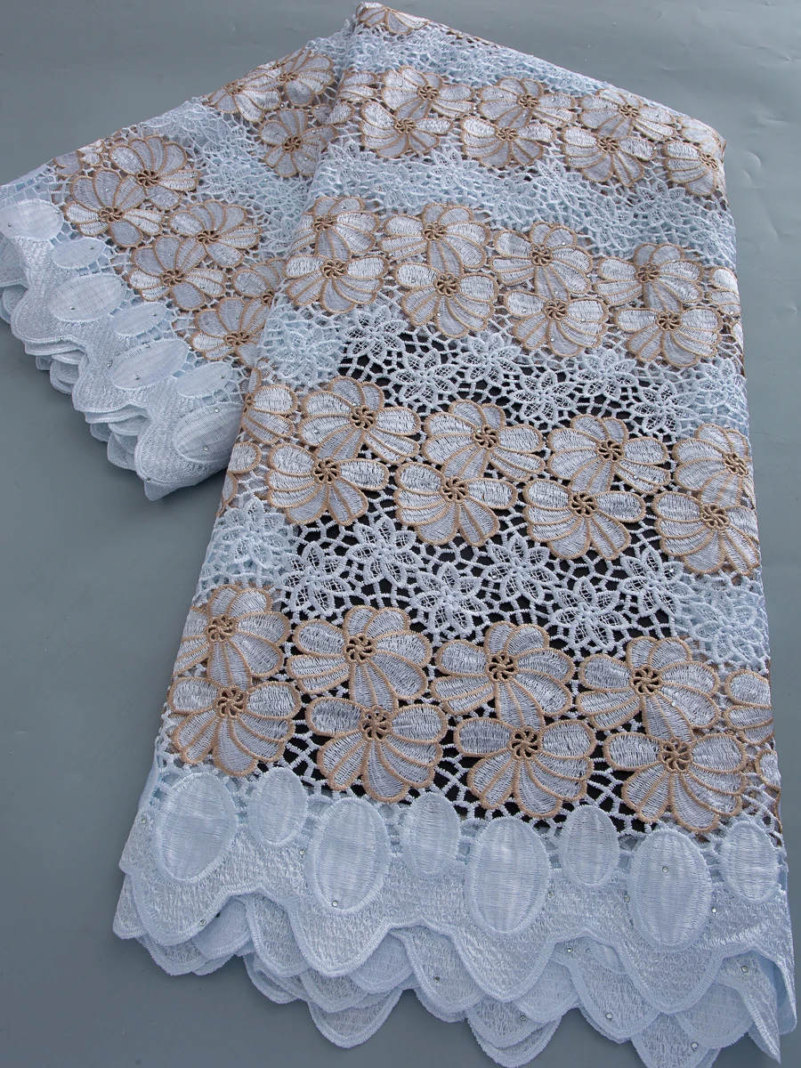 

African Guipure Cord Lace Fabric 2026 High Quality Water Soluble French Lace Fabric for Women Evening Party Dresses,5yards 4807