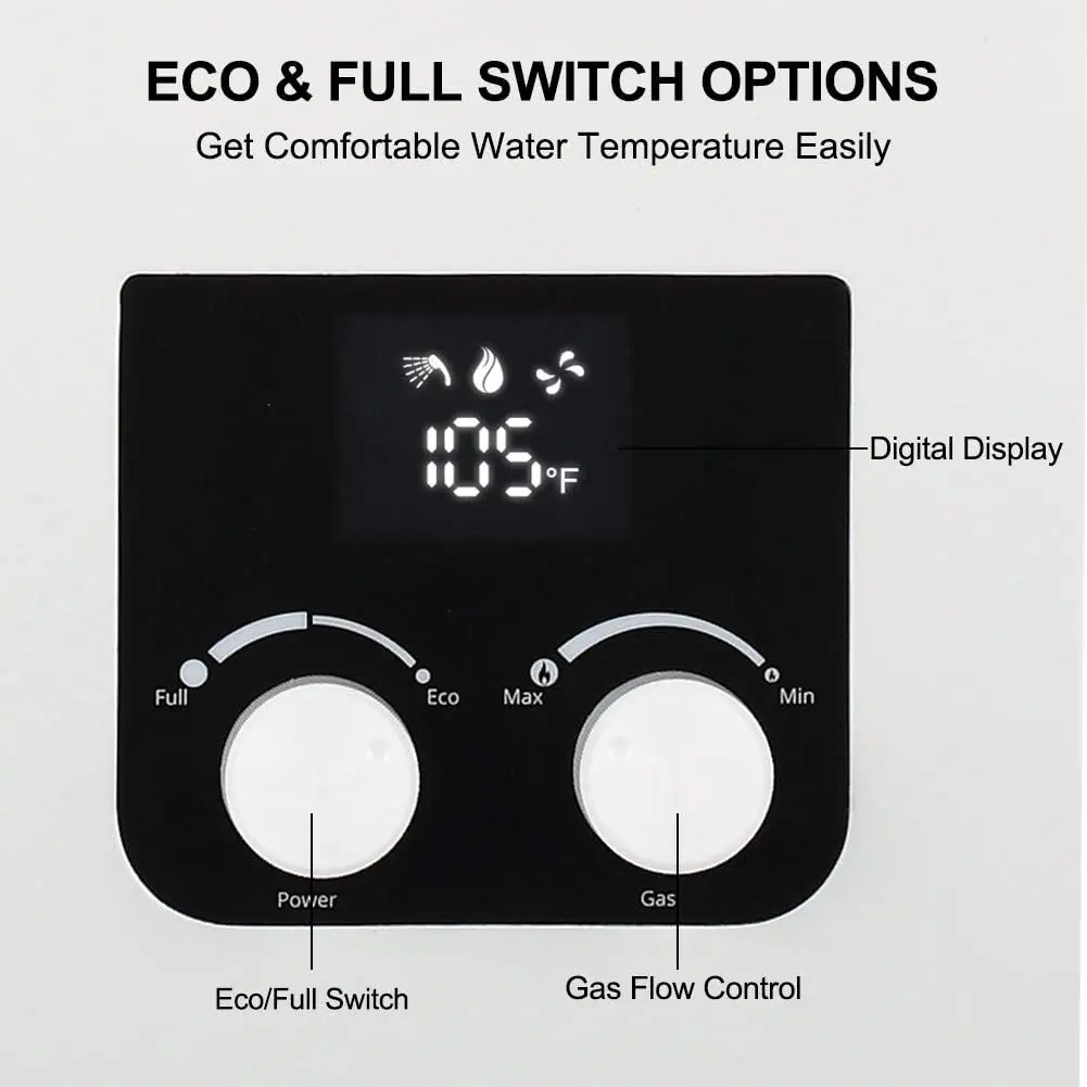 CAMPLUX-Aquecedor de água sem tanque, gás propano interior, 2.64 GPM, CM264, 68.000 BTU, sob demanda, quente