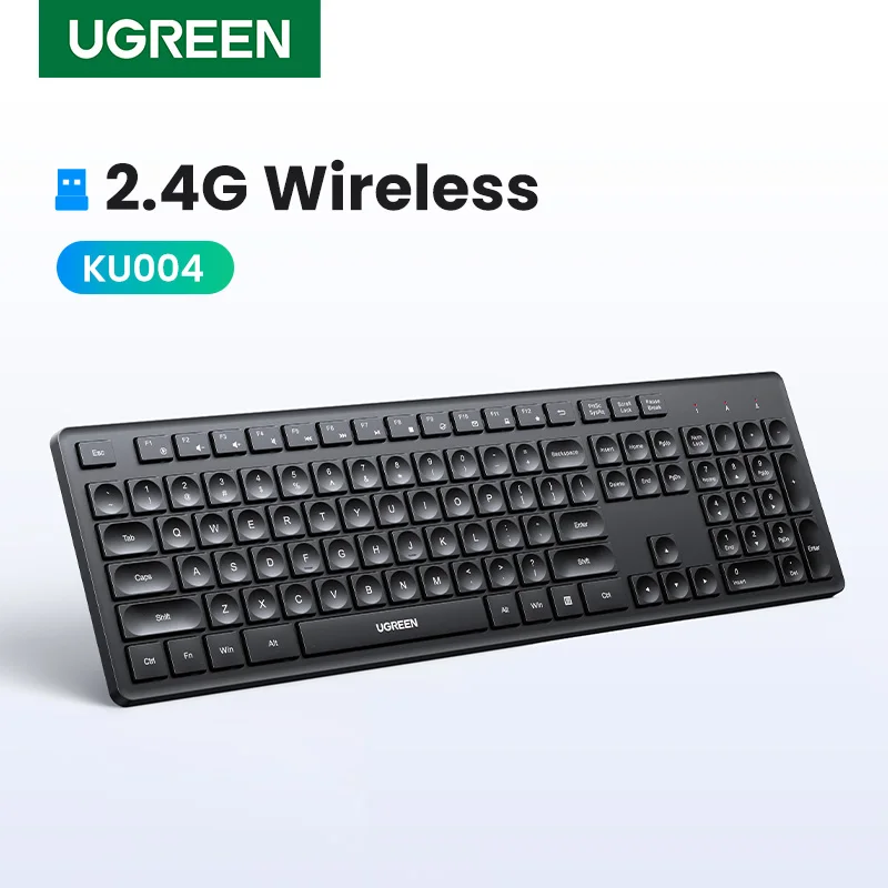 UGREEN Wireless Keyboard 2.4GHz 104 Keys Layout for Laptop Desktop Windows Mac OS PC Accessories English Russian Korean Keycaps