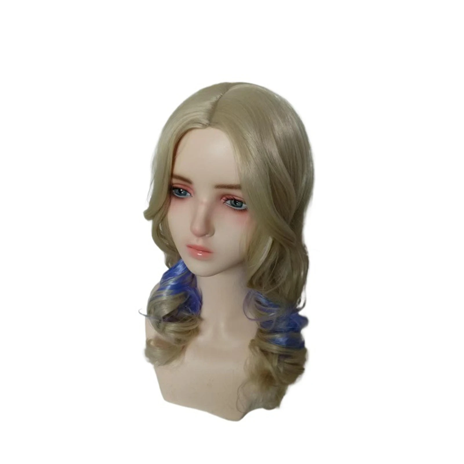 Peluca de Cosplay de película Zombies Addison Wells para mujer, pelo rizado dorado de longitud media con reflejos, peluca resistente al calor