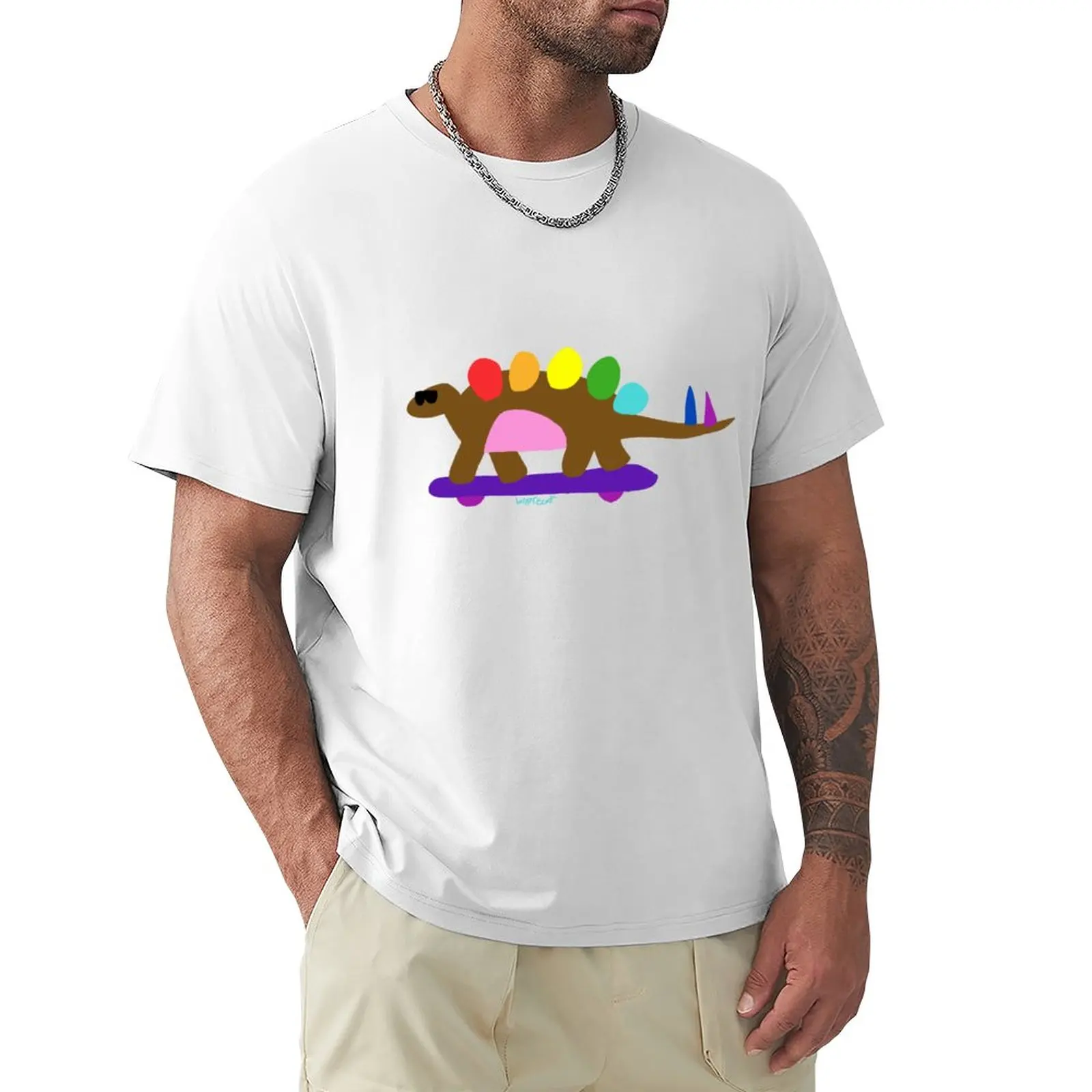 

gay pride skater stegosaurus T-Shirt boys animal print boys whites black t shirts for men