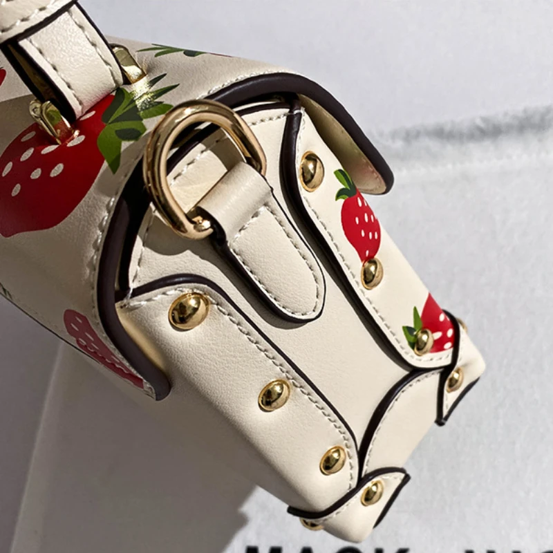 Fancy Strawberry Print Crossbody Bags for Women Mini Luxury Designer Handbag Small Ita Bag Shoulder Bolsos Para Mujer Female Sac