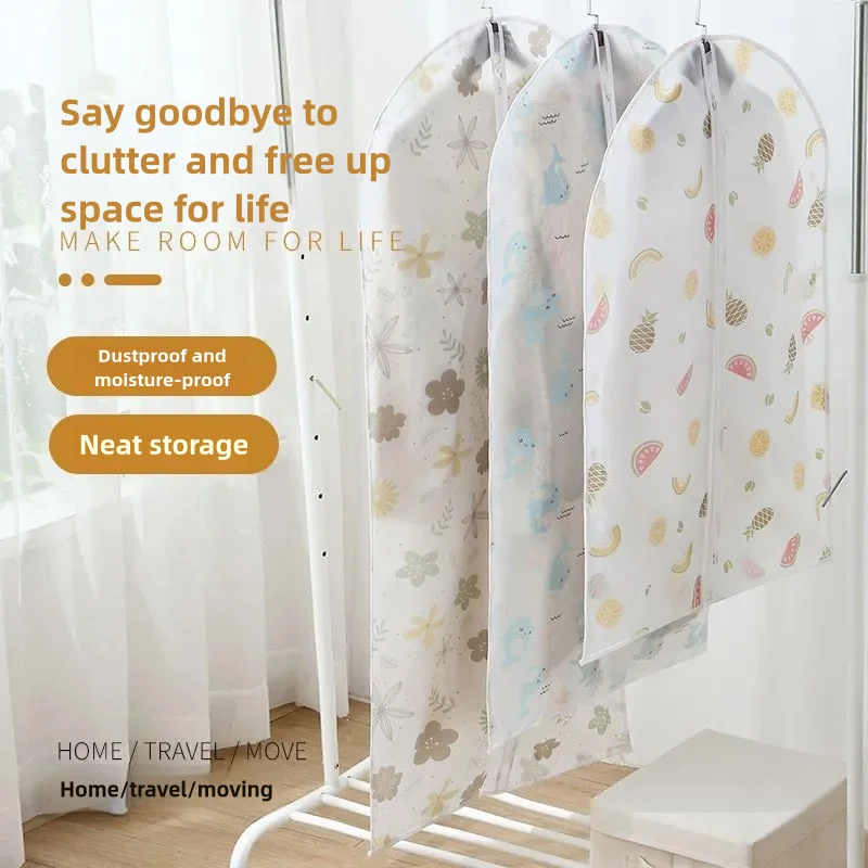 3/5/10PCS Hanging dust cover for clothes, printed clothes, closet organizer cover, arranged with zipper