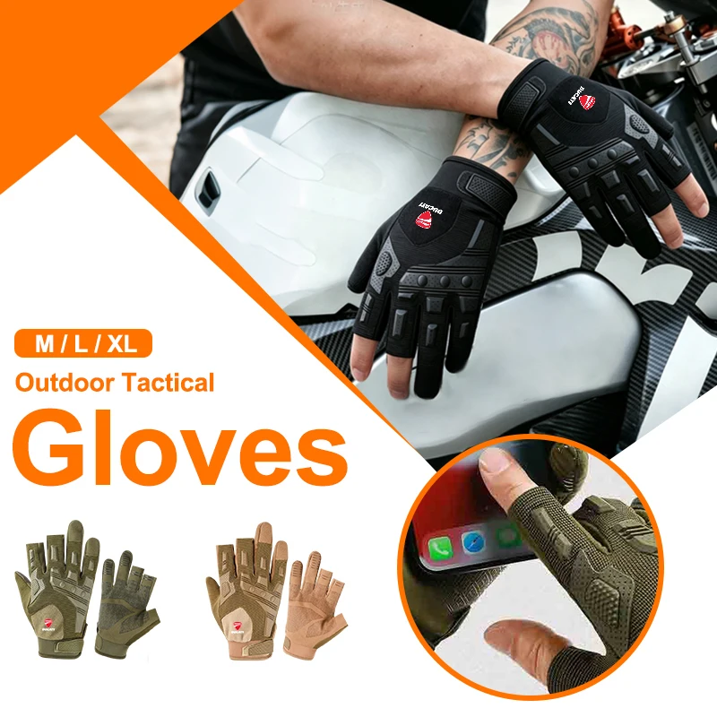 Three Fingers Motor Gloves Outdoor Vintage Anti-Slip Racing Finger Mittens For DUCATI Monster 950 939 821 SP 1100 696 595 797 view 4