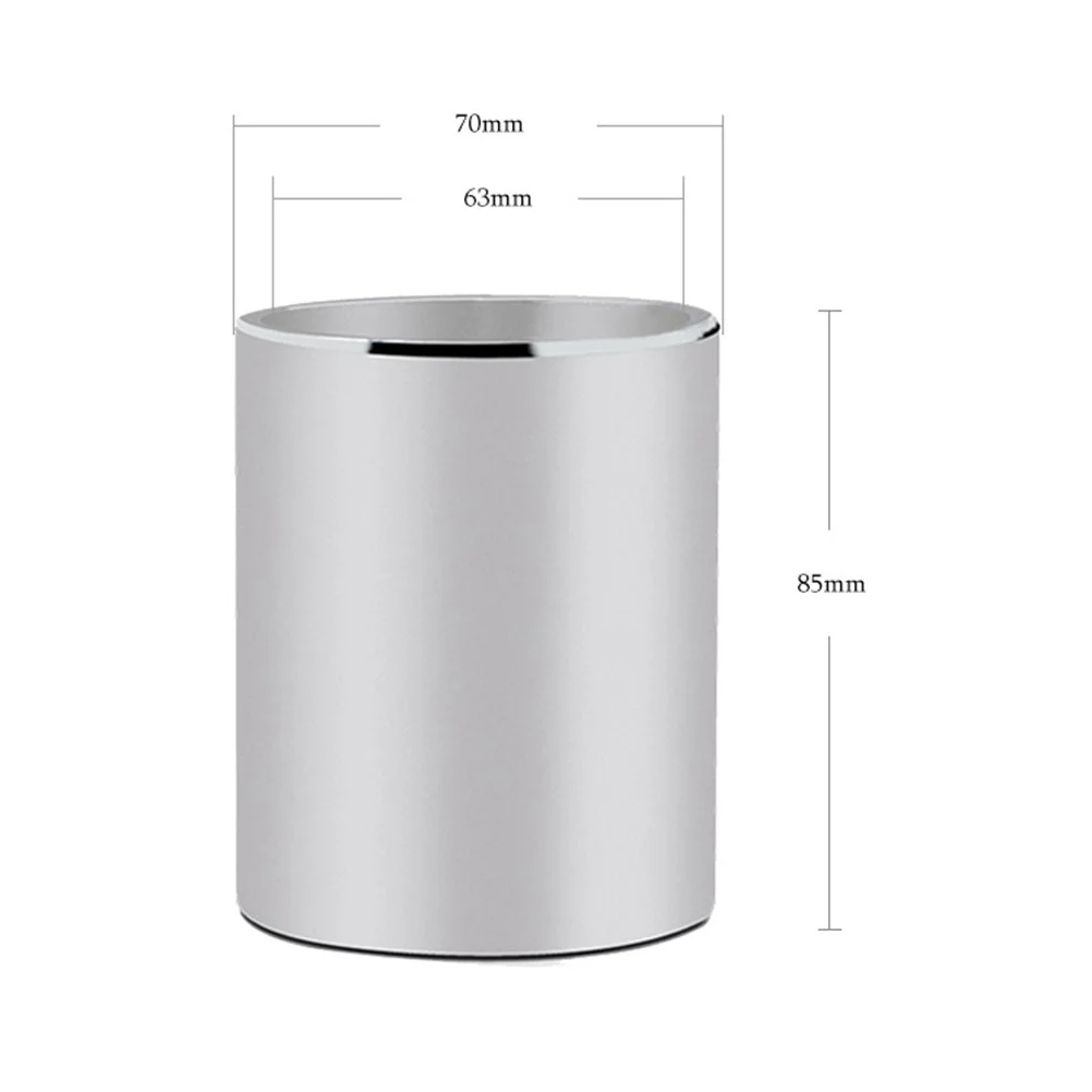 حامل أقلام من سبائك الألومنيوم، حاوية أقلام رصاص مستديرة فضية، منظم سطح المكتب للاستخدام المنزلي والمكتب والمدرسة، وعاء قلم رصاص #3