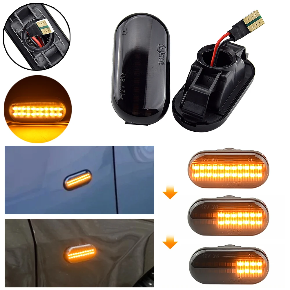 For Nissan Armada 350Z Z33 Cube Z11 Dualis Fairlady Livina Latio Micra March Note 2Pcs Dynamic LED Side Marker Turn Signal Light