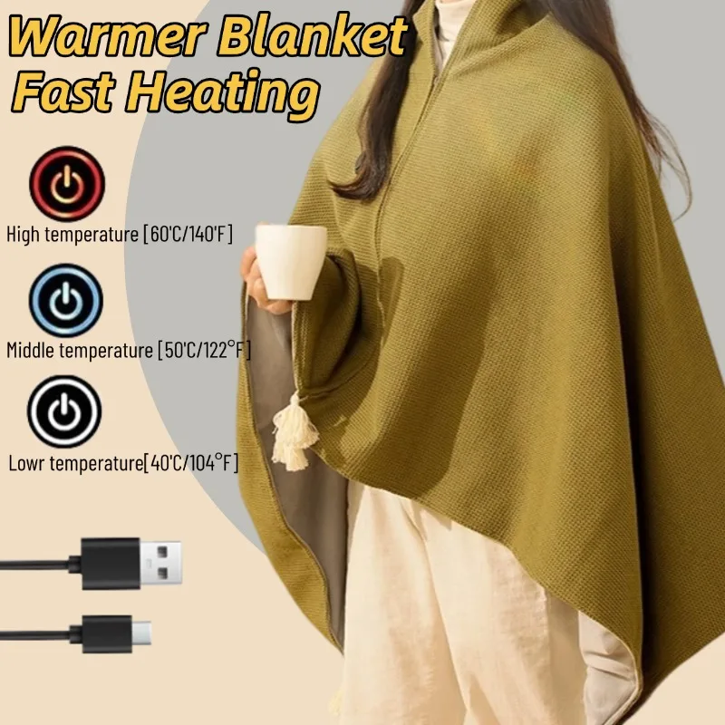 

USB Electric Heated Blanket for Office Washable Warmer Blanket Adjustable 3 Levels Temperature Fast Heating Body Warmer Blanket