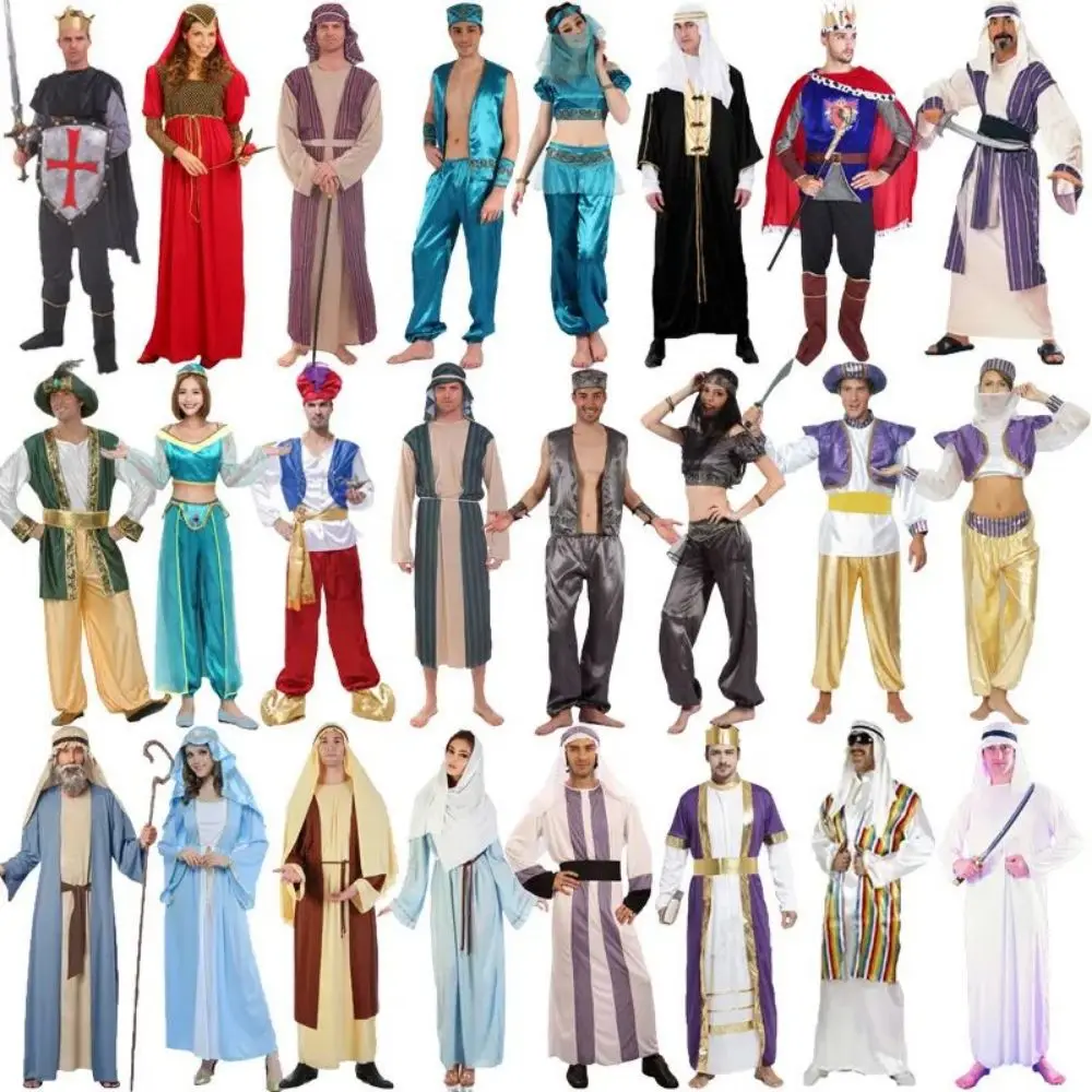 2023 New Halloween Adult Men and Women Cos Arabic Costume Indian Aladdin Middle East Local Tyrant Costume Shepherd Clothes