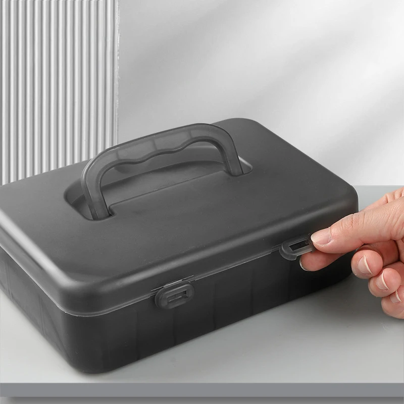 Portable Double-Layer Sketch Pen Box Thickened Art Student Special Pencil Storage Box Transparent Plastic Stationery Box