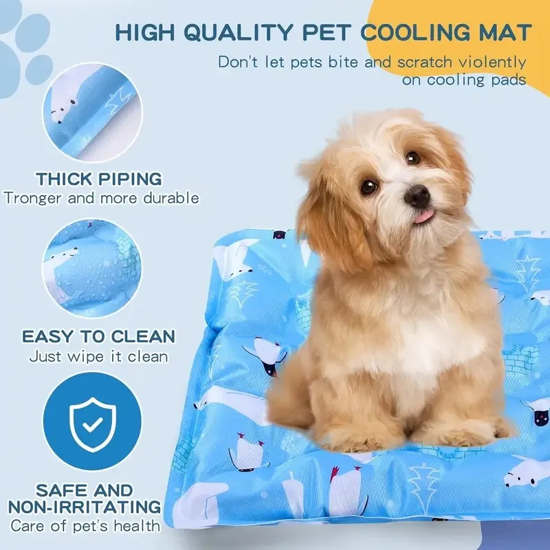 D9 Cute Floor Mat Cool Pet Cooling Mat Self Added Water Dog Cold Bed Mat Portable Durable Pet Ice Cushion For Small Large Dogs