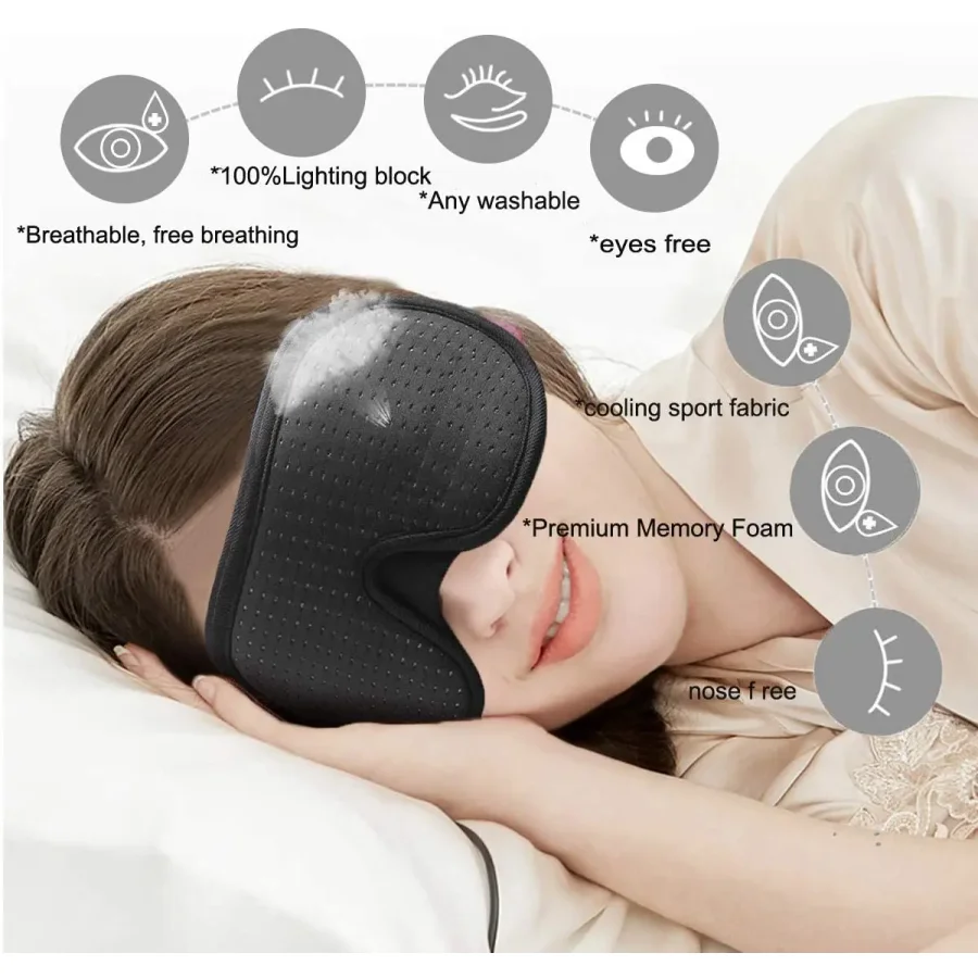 New 3D Mask for Sleep Eye Mask Lights Blockout Soft Padded Sleeping Fabric Cover Shade Blindfold Eyepatch