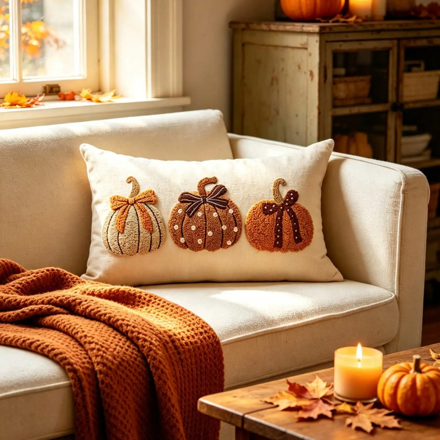 1pc Fall Maple Leaves Pumpkin Pillow Cover 12 X 20 Inch Hello Fall Embroidery Layered Throw Pillow Covers Beige Farmhouse Autumn Pillowcases For Sofa Couch Home Thanksgiving Fall Decors Autumn Decor, sf260703194639012809370