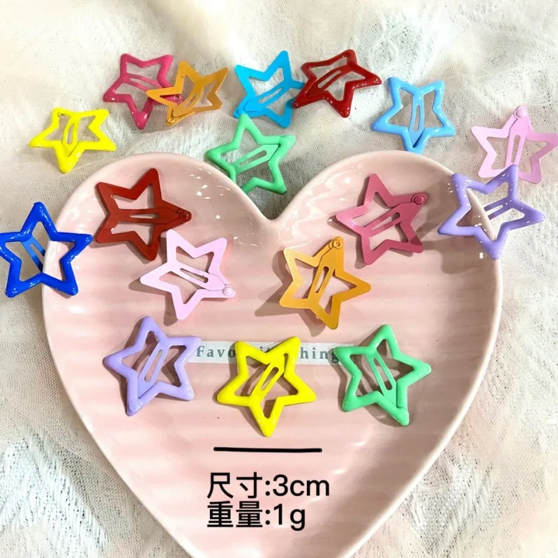 10pcs Colorful Star BB Hair Clips Girls Y2K Cute Star Barrettes Women Simple Metal Snap Clip Headdress Hair Jewelry Accessories