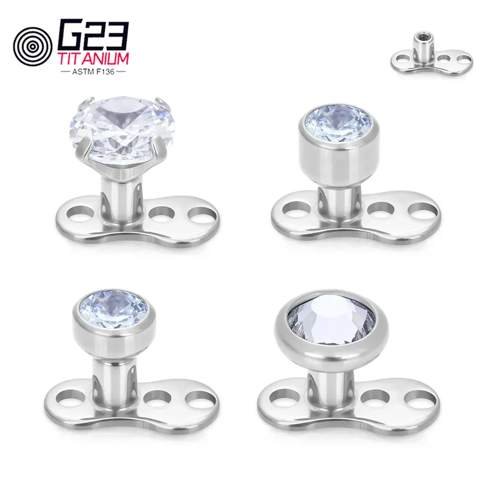 10Pcs F136 Titanium Microdermal Surface Internally Threaded Gem Ends Dermal Skin Diver Hide Medusa Piercing Body Jewelry