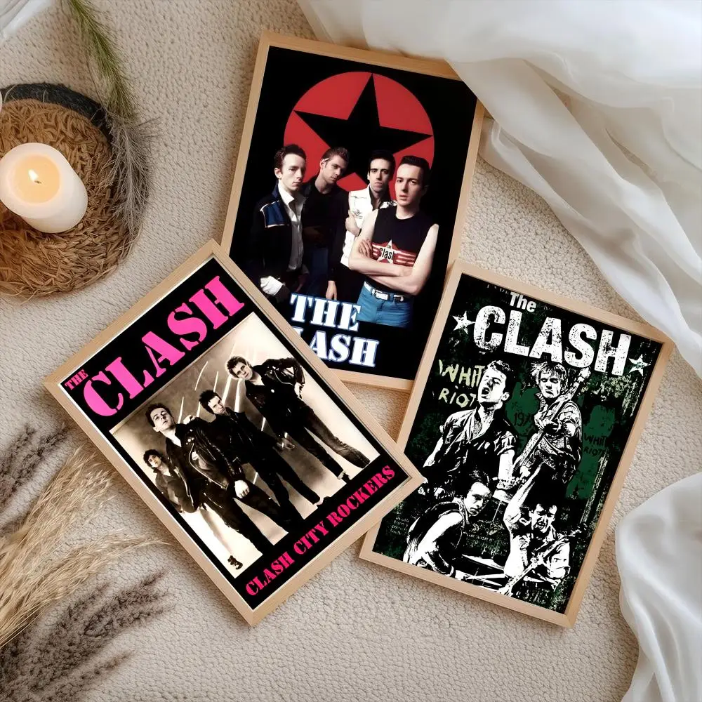 The C-Clash Band Poster Stickers Self-Adhesive Painting Mural Decor Wall Decals for Bedroom Living Room Home HD Gift