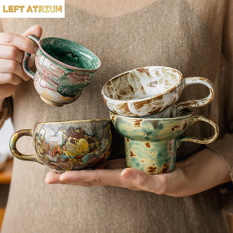 Flame-Killed Ceramic Mug Vintage Handmade Latte Coffee Cup Milk Cup Beverage Cup Tea Cups Home Water Cups Beverage Utensils
