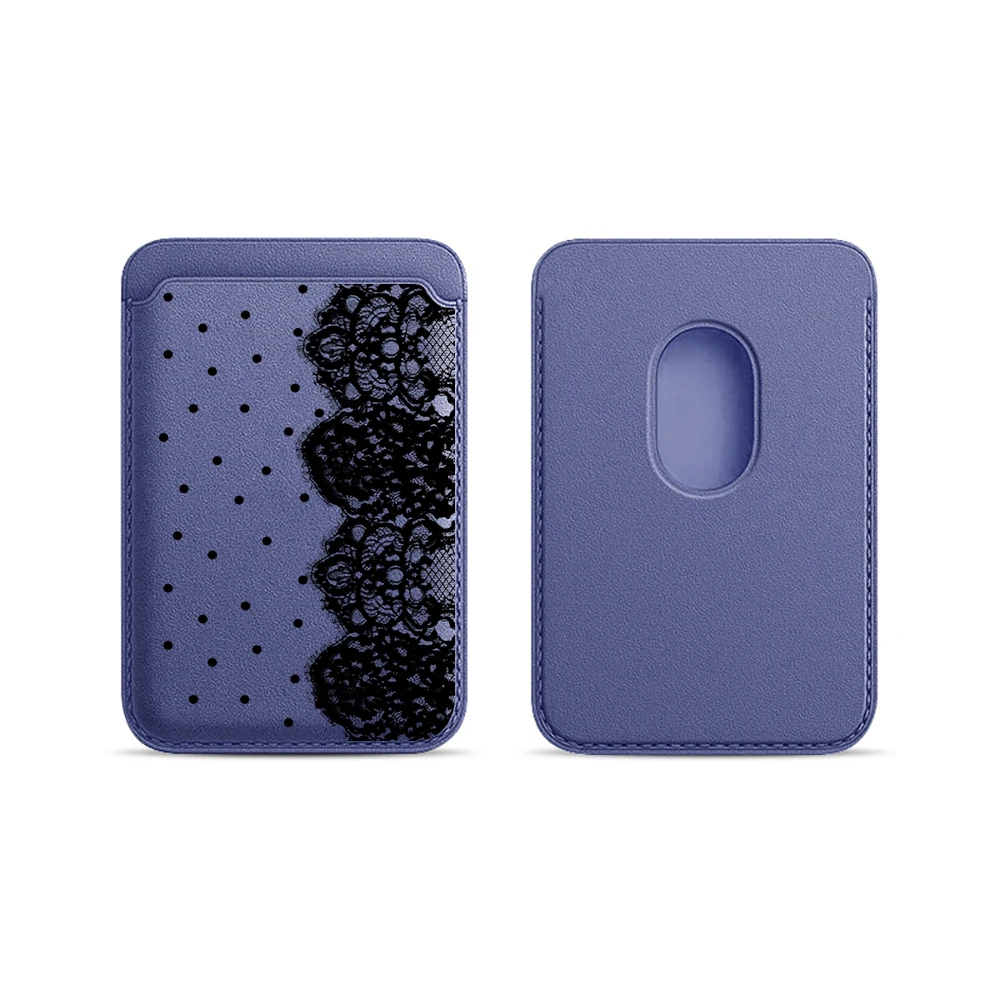 Gepunktete Spitzen-Leder-Kartenhülle Telefonkartenhalter Magnetische Hülle Geeignet für alle iPhones mit Magsafe-Kartenfunktion Rückseitentasche – Detail 22