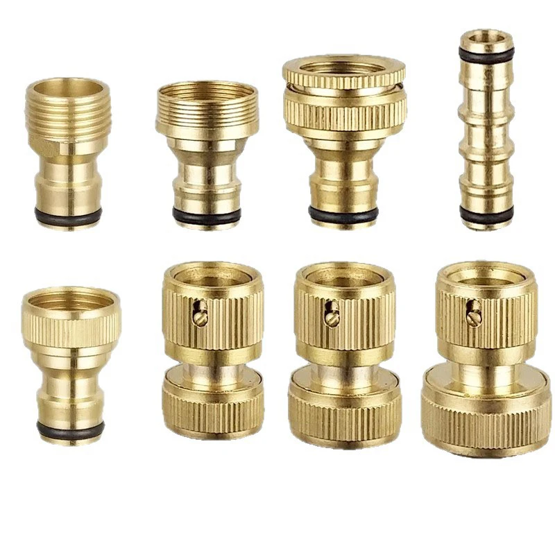 1pc Copper External Thread 4-point Water Connector, Soft Hose Fittings, Nipple-type Water Gun, 1/2 Inch Copper Quick Coupling