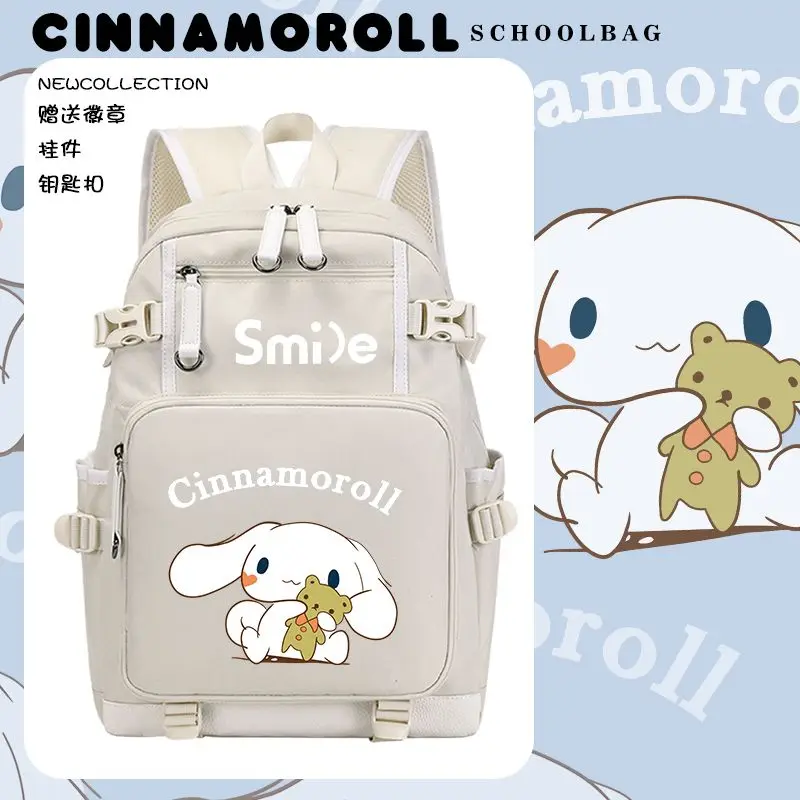 Imagem -02 - Sanrio Cinnamoroll Babycinnamoroll Mochila Estudante do Ensino Médio Grande Capacidade Leve Mochila Estudante Menina