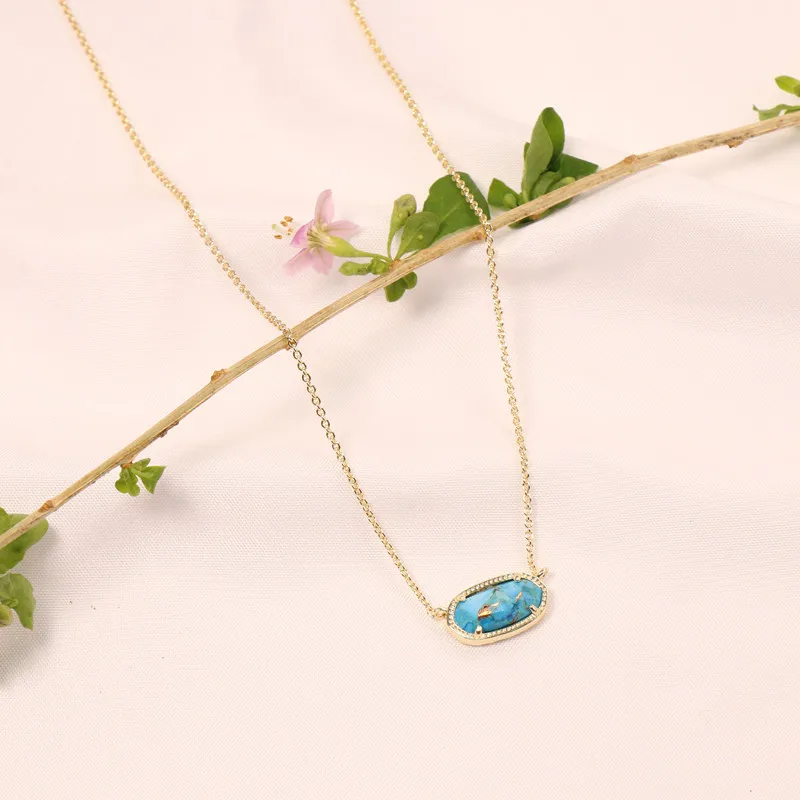 K temperament Elisa oval abalone shell necklace female jewelry simple fashion blue money pine collarbone chain female