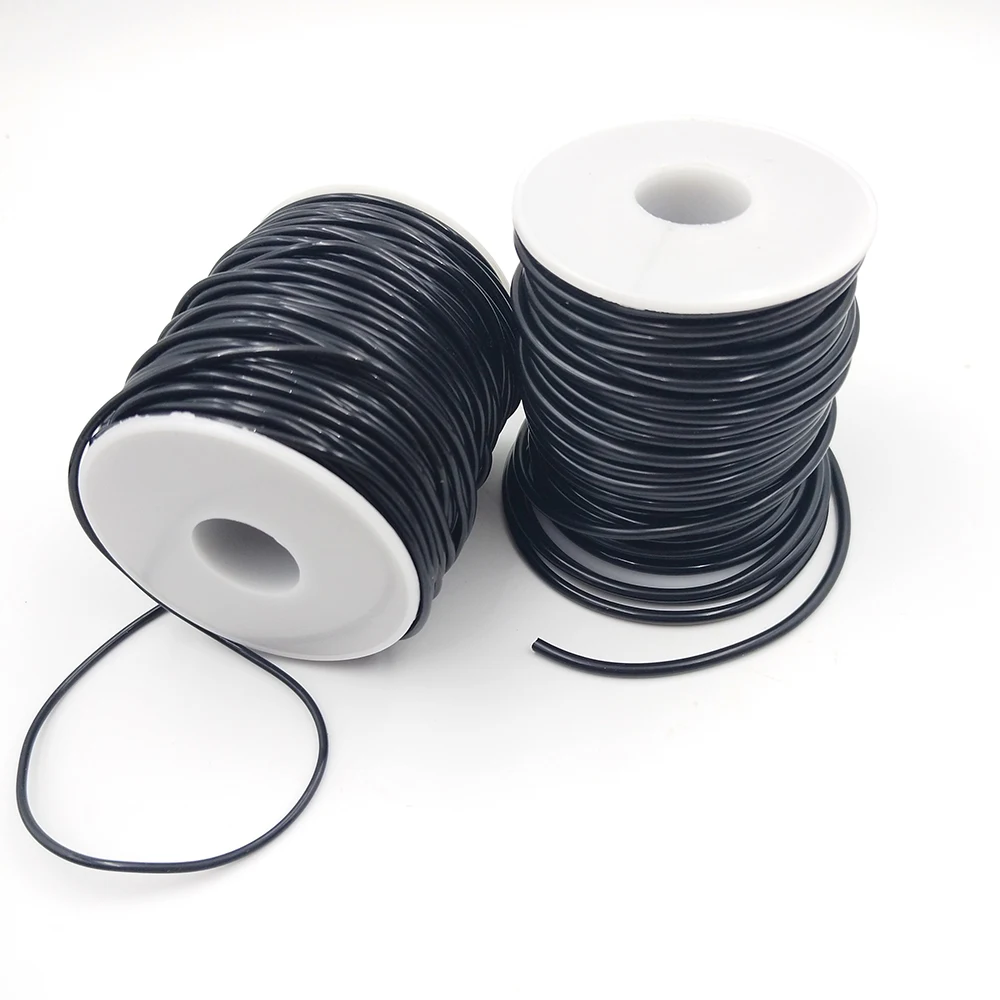 2/3MM Black Bright Solid Silicone Rope DIY Necklace Rope Tag Rope Bracelet Round Leather Rope Woven Accessories Charm