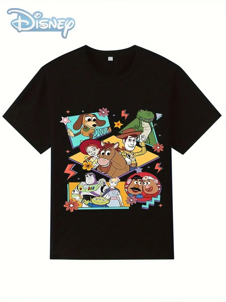 

Футболка Disney Toy Story Team, свободная футболка с круглым вырезом и короткими рукавами, унисекс, повседневная футболка с принтом, удобная всесезонная забавная футболка