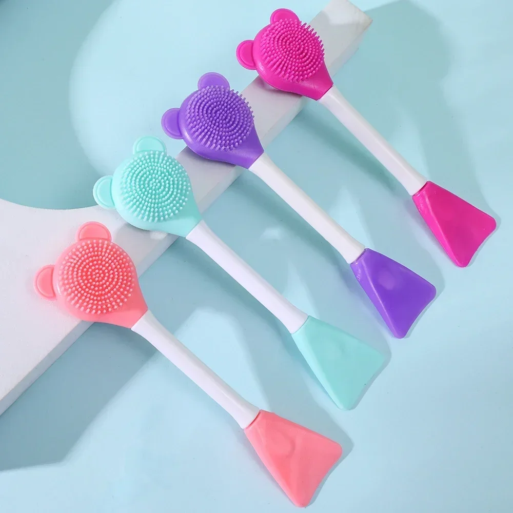 Double Head Facial Mask Brush Silicone Applicator Spoon Spatula Stirring Stick Women Skin Face Cleansing Care Home Makeup Tools