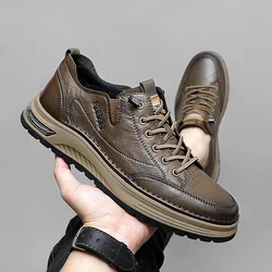 Zapatos informales con cordones para hombre, calzado deportivo con suela de goma, de alta calidad, para exteriores, primavera y otoño