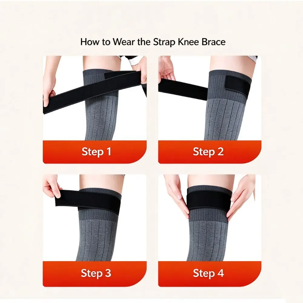 Cold-proof Warm Knee Pads with Straps Elastic Windproof Thermal Leg Warmers Wraps Leg Comfortable Winter Knee Cover Men/Women