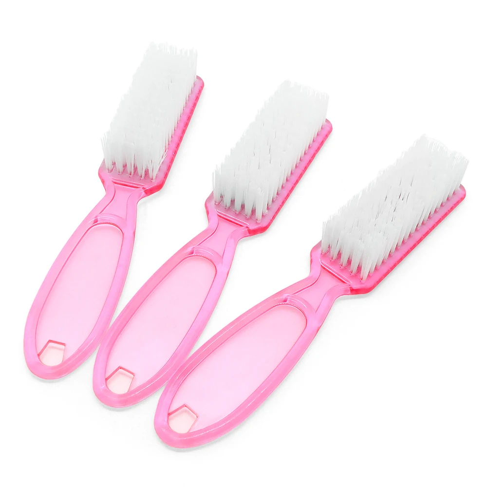 10 pçs multifuncional escova da arte do prego remover poeira suprimentos de unhas escova de plástico rosa cabeça quadrada escovas de manicure para limpeza mão