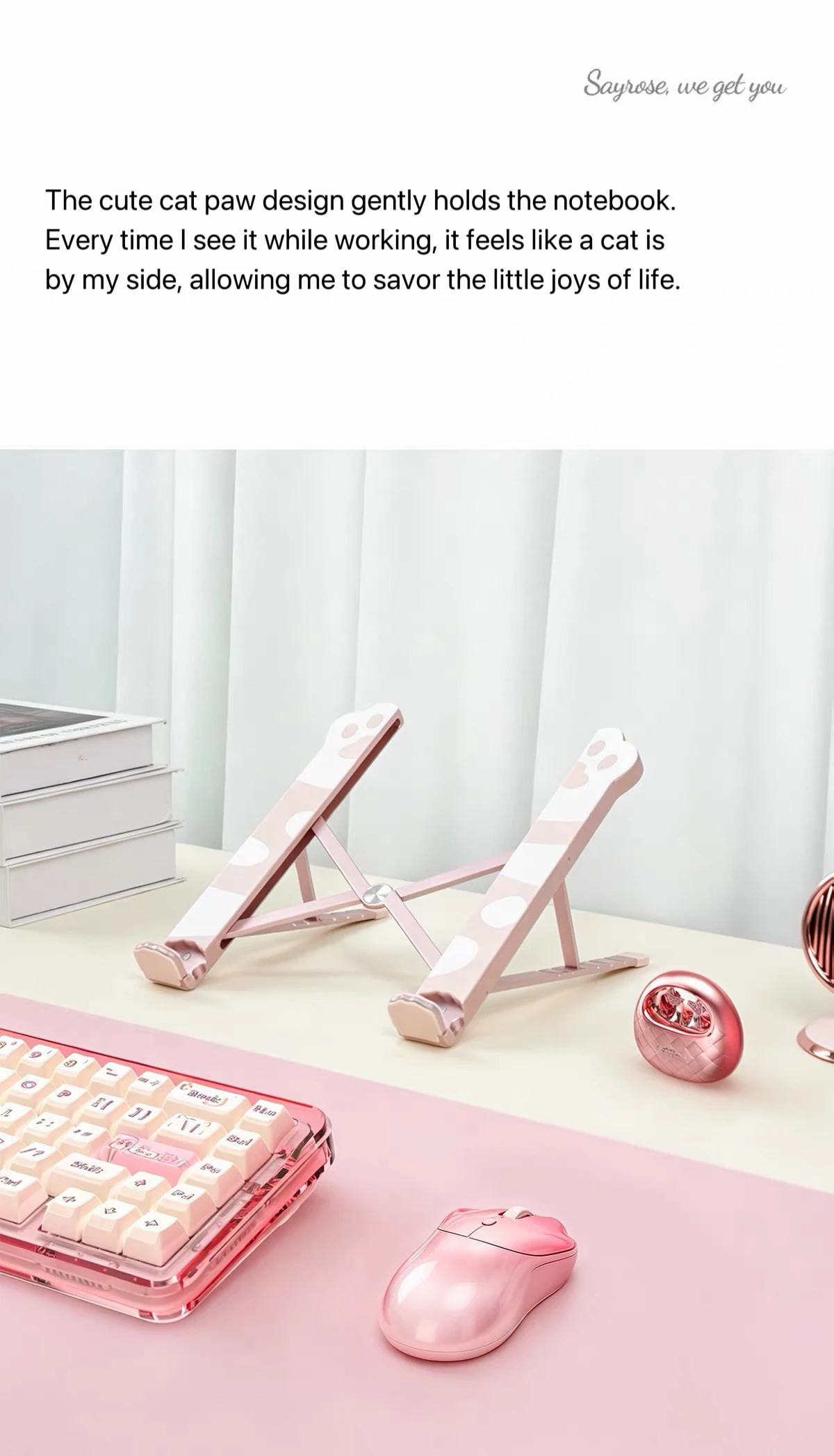 SayRose Laptop Stand, Foldable and Portable Adjustable Aluminum Desk Heightening and Heat Dissipation Bracket.