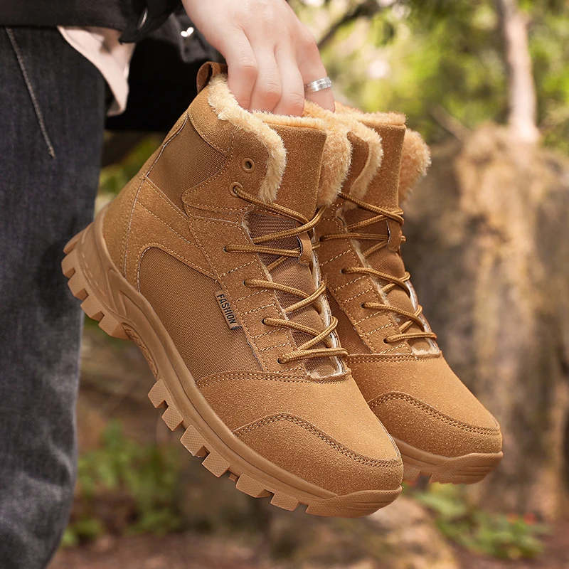 Men's Hiking Shoes Suede Leather Fashion Outdoor Snow Boots Wear-resistant Men Trekking Walking Hunting Tactical Sneakers 39-47
