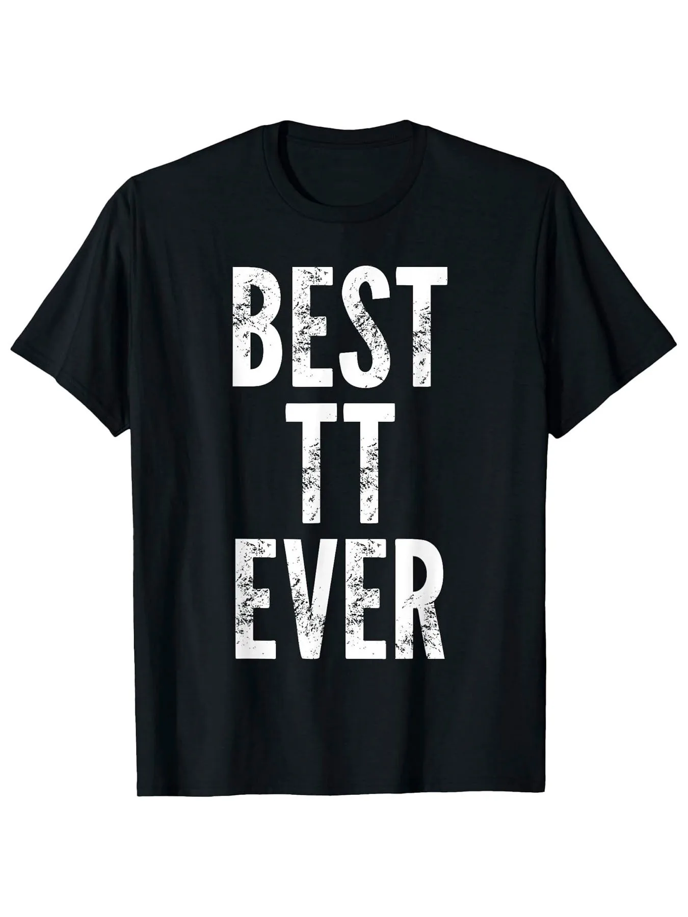 Trendy Men's Black Graphic T-Shirt Best It Ever Bold Distressed Letter Print Vertical Slogan Statement Design 100% Cotton Heavyweight Short Sleeve Casual Streetwear Tee
