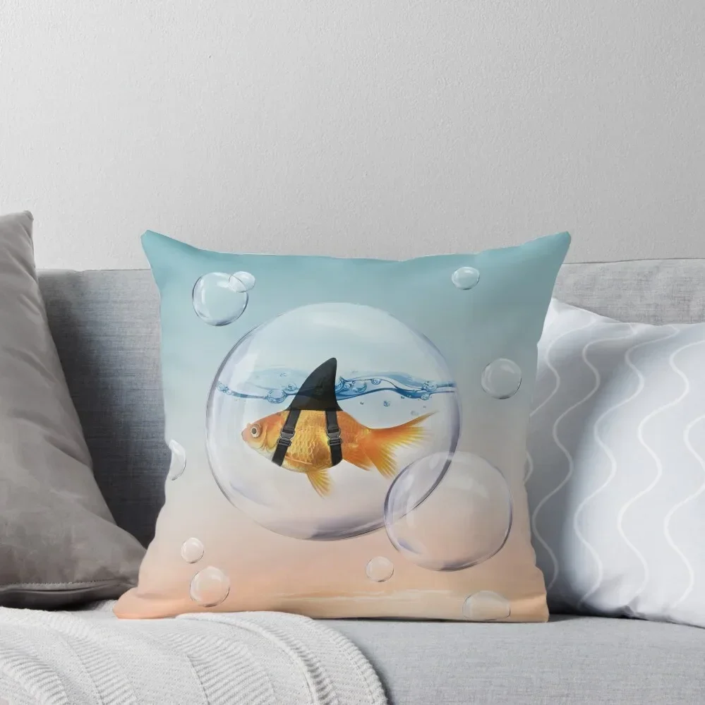 Shark Fin Goldfish in a Bubble Throw Pillow Elastic Cover For Sofa Decorative Sofa Cushions pillow