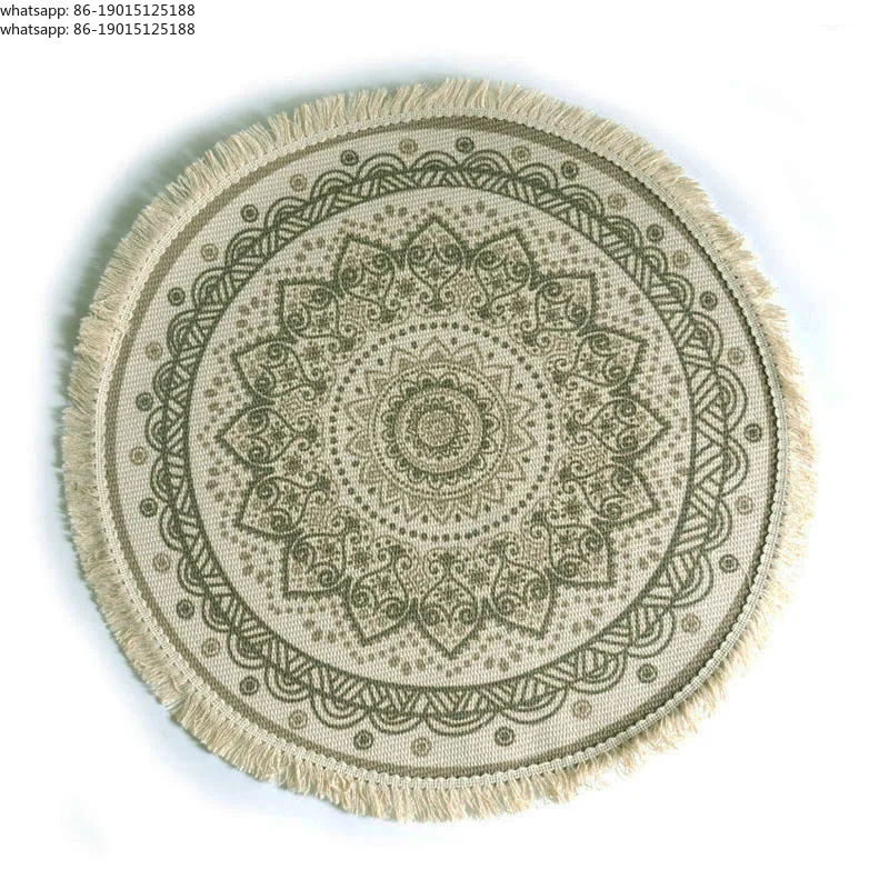 Retro Round Rugs for Living Room Boho Ethnic Bedroom Carpet with Tassel Cotton Linen Floor Mats Modern Classic Macrame Area Rugs