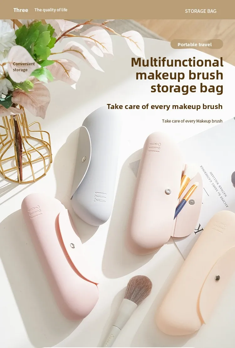 Reismake-upborstelhouder Siliconen cosmetische penselen Tas Make-up sponskoffer Draagbare waterdichte make-uptools voor dames Meisjes