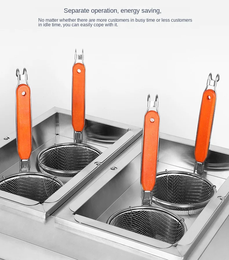 Popular Kitchen Appliances Commercial Heating Noodle Machines Six Heads Electric Noodle Cooker Hot Pot Fryer