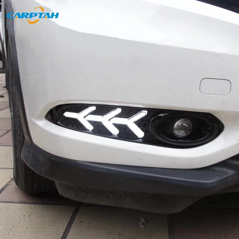 

LED DRL Daylights For Honda HR-V HRV 2015 2016 2017 2018 Yellow Turn Signal Daytime Running Headlamps Driving Lamp