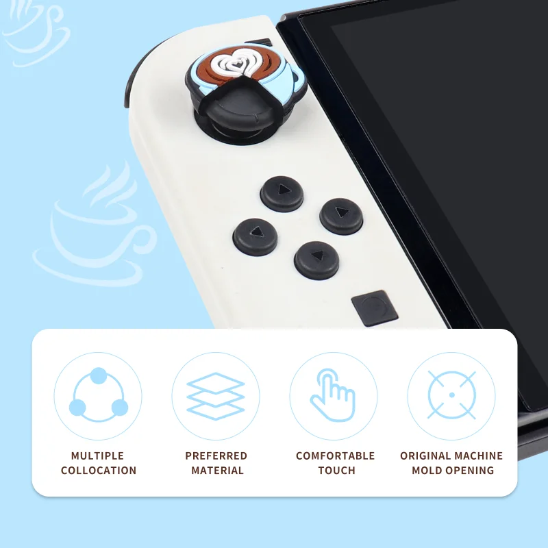 Tapas de agarre de silicona suave para taza de café, Thumb Stick para Nintendo Switch Lite, consola Oled, Joycon, Video, Gamepad, accesorios de Joystick