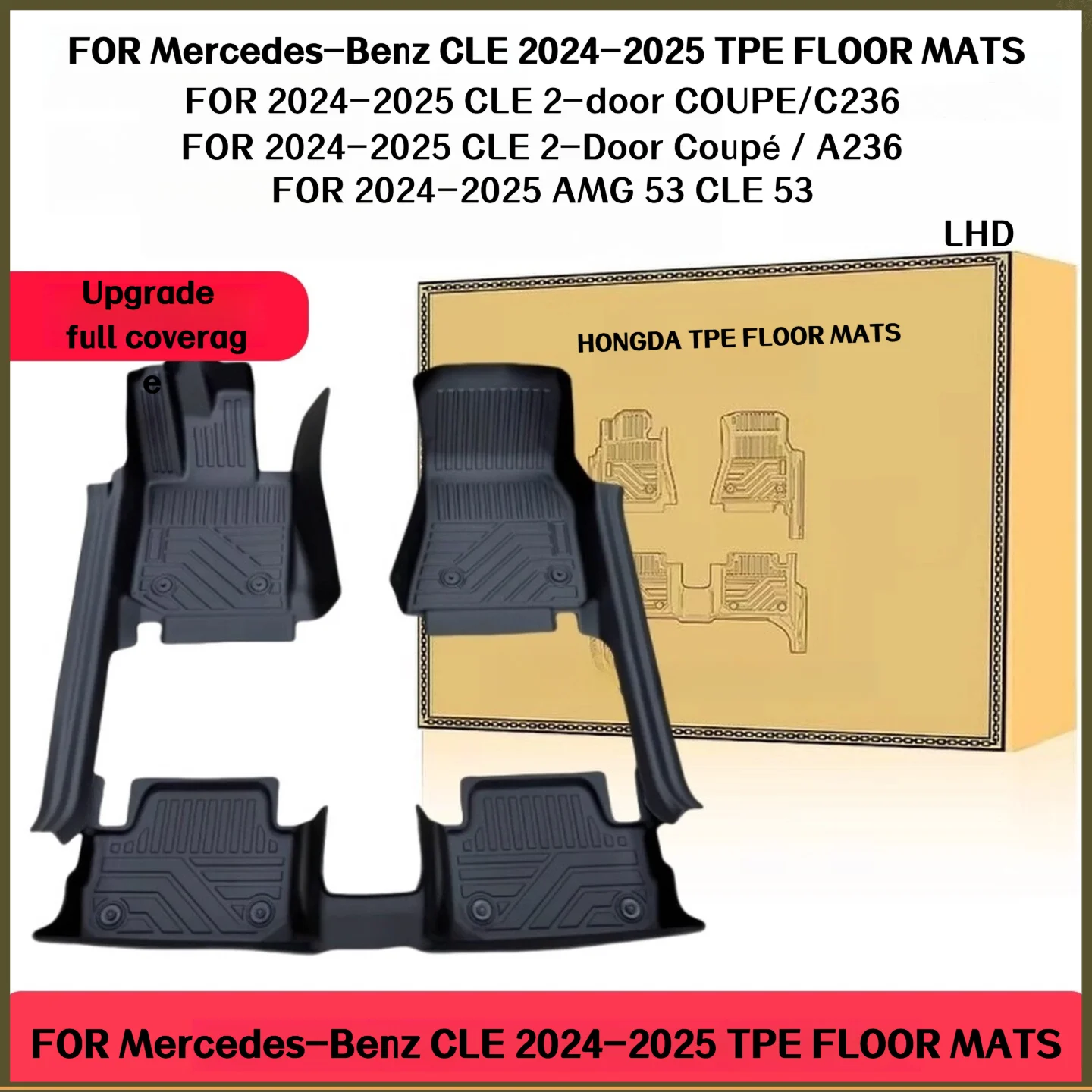

NEW 5D TPE Floor Mats For Mercedes Benz CLE 2024-2025 260/300 C236/A236 AMG53 LHD Full Coverage Waterproof accessories