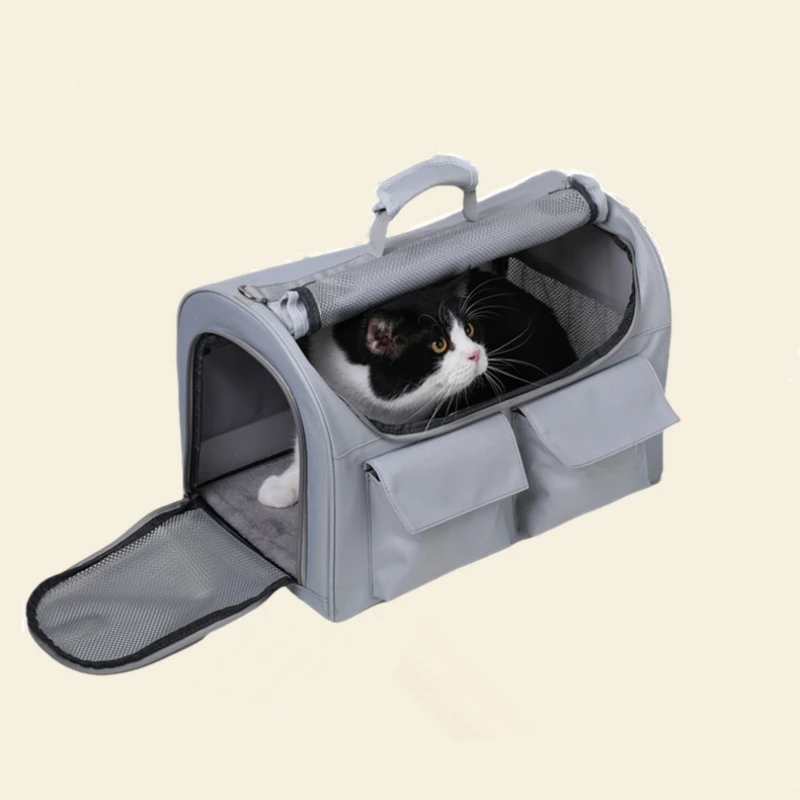 

Pet Carrier Bag with Breathable Mesh Design Foldable Travel Puppy Carrier with Multiple Pockets Dog Soft Sided bags with Cushion