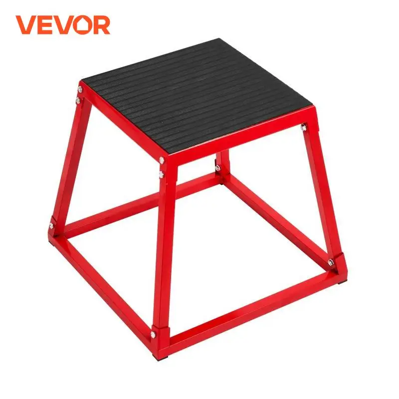 VEVOR Plyometric Platform Box 18 Inch Height Plyometric Jump Box Red Fitness Steel Plyo Box for Home Gym Jump Training 