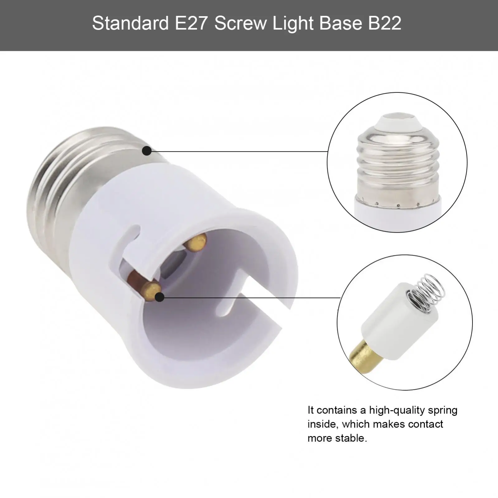 E27 to B22 Socket Converter Screw to B22 Socket Adapter for LED Bulbs Incandescent Bulbs CFL Bulbs E27 to B22 Adapter