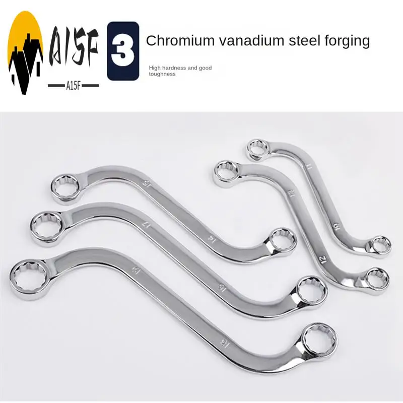 

A15F-5Pcs S-Type Wrench Set Double Wrench 12-Point Anti-Rust Ring Spanner Dual Head Box Combination Set For Car Repair Tool