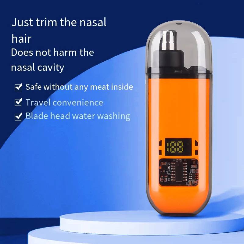 Hot Mini USB Rechargeable Nose Ear Trimmer for Men, Portable Stainless Steel Blade Electric Nasal Hair Cleaner Shaver
