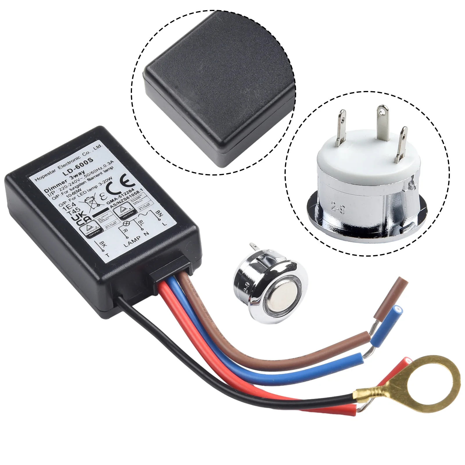 LD 600S Built in 3 Way Finger Touch Dimmer Switch EU 25 150W Incandescent Lamps 3 25W LED Driver TUV/EMC/CE/SAA Approved