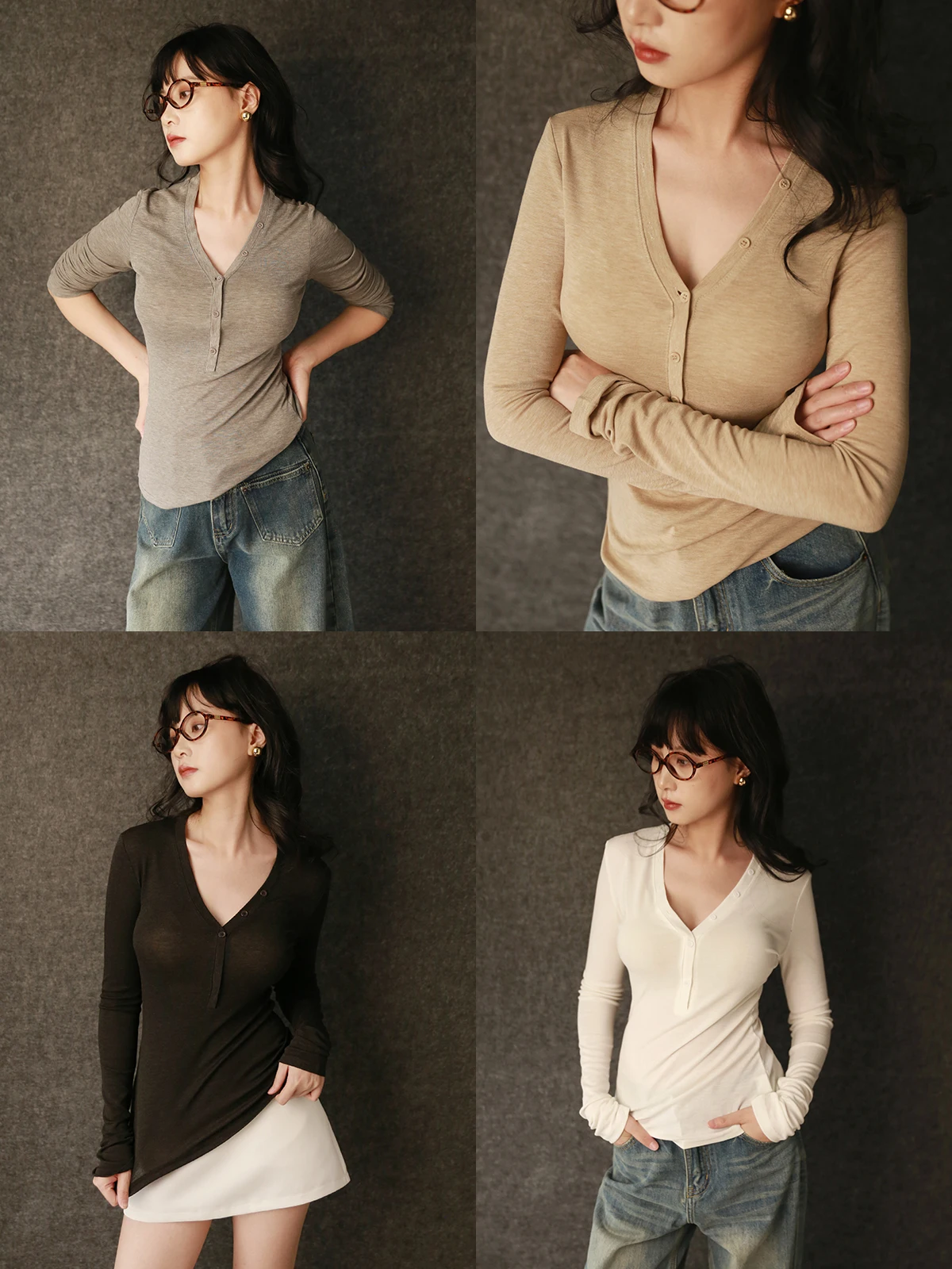 

Silk V-Ne Long Sve Slim Fit T-irt Women's Base Layer irt Soft Touch Deep V-Ne Casual Sle Autumn Season China Made