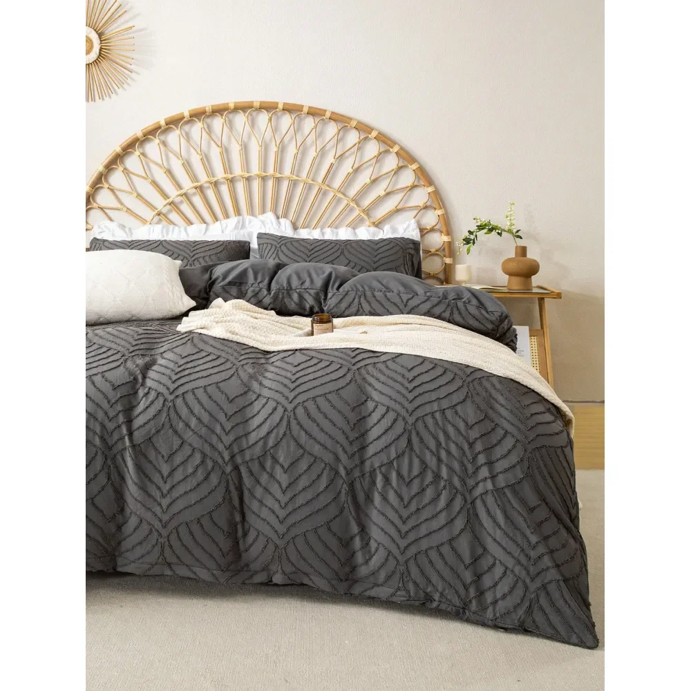 

Leaf Pattern UltraSoft Microfiber Duvet Cover Set 1 Duvet Cover And 2 Pillow Shams, Lightweight And Breathable, Suitable For Al