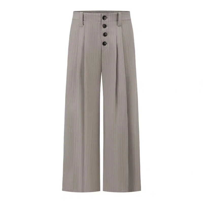 WVGA ربيع الخريف جديد الرجال المد النمط الأمريكي ألف خط مطوي مخطط المتخصصة شيك عادية مستقيم دعوى السراويل واسعة الساق Ins W17290