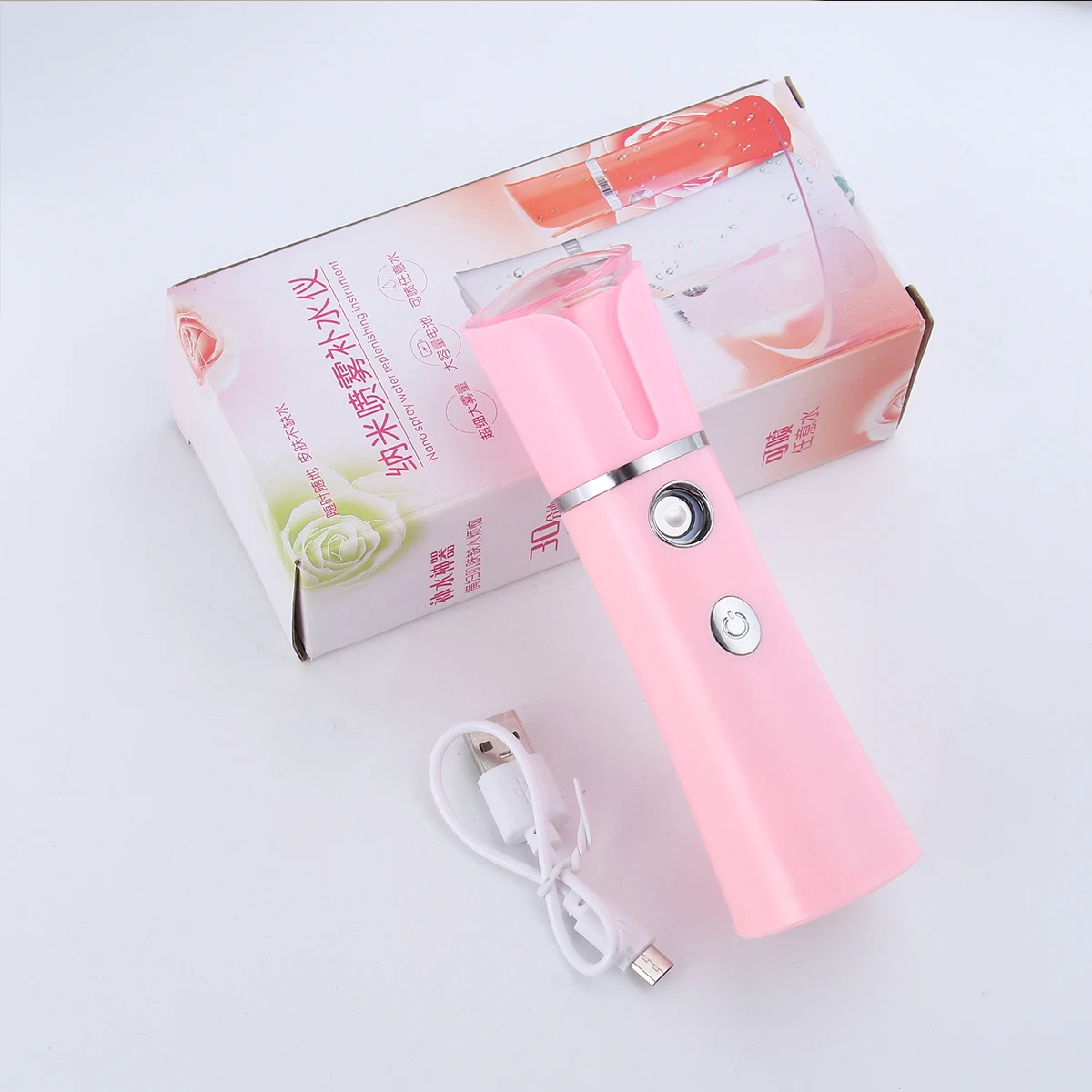 

Handheld Face Humidifier Pink 25ml Tank 37V 150mAh Nano Spray Portable Skincare Device for Normal Oily Dry Skin